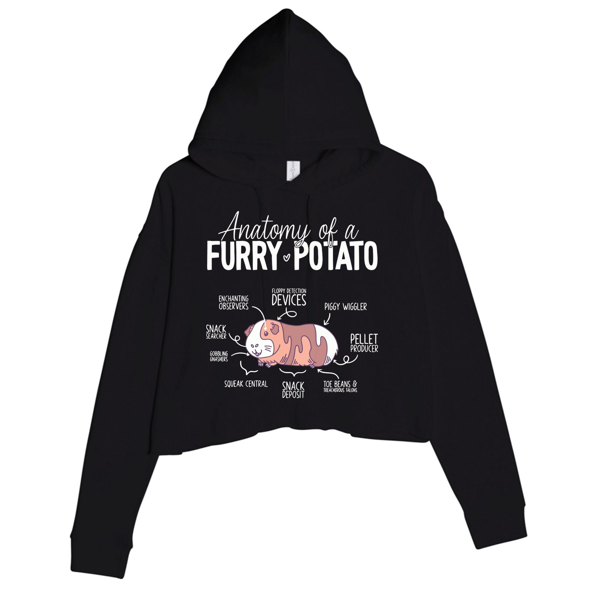 Funny Guinea Pig Guinea Pig Anatomy Guinea Pig Crop Fleece Hoodie