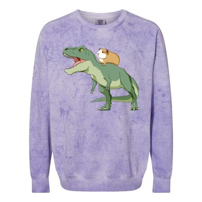 Funny Guinea Pig Riding T Rex Dinosaur Colorblast Crewneck Sweatshirt