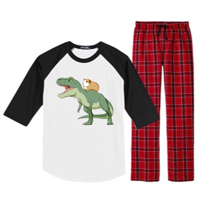 Funny Guinea Pig Riding T Rex Dinosaur Raglan Sleeve Pajama Set