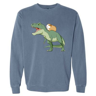 Funny Guinea Pig Riding T Rex Dinosaur Garment-Dyed Sweatshirt