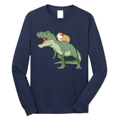 Funny Guinea Pig Riding T Rex Dinosaur Long Sleeve Shirt