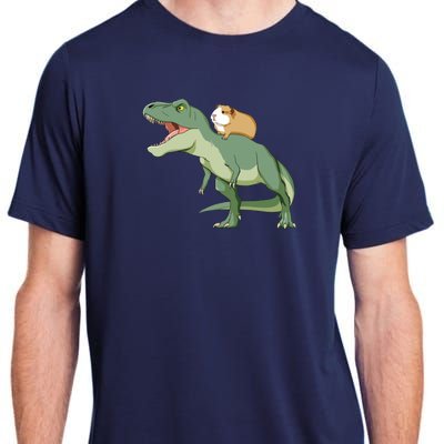 Funny Guinea Pig Riding T Rex Dinosaur Adult ChromaSoft Performance T-Shirt