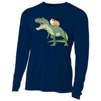 Funny Guinea Pig Riding T Rex Dinosaur Cooling Performance Long Sleeve Crew