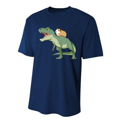 Funny Guinea Pig Riding T Rex Dinosaur Performance Sprint T-Shirt