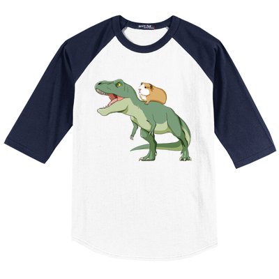 Funny Guinea Pig Riding T Rex Dinosaur Baseball Sleeve Shirt