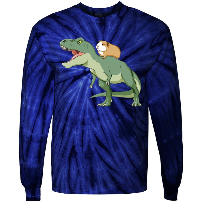 Funny Guinea Pig Riding T Rex Dinosaur Tie-Dye Long Sleeve Shirt