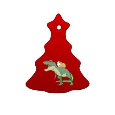 Funny Guinea Pig Riding T Rex Dinosaur Ceramic Tree Ornament