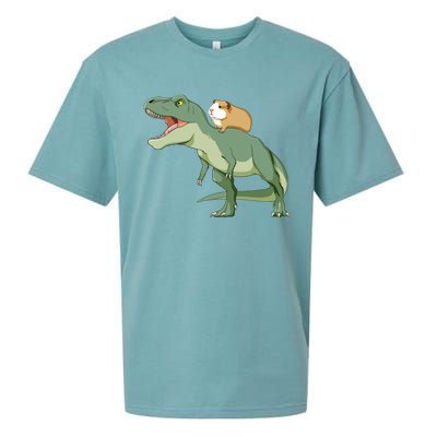 Funny Guinea Pig Riding T Rex Dinosaur Sueded Cloud Jersey T-Shirt