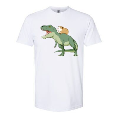 Funny Guinea Pig Riding T Rex Dinosaur Softstyle CVC T-Shirt