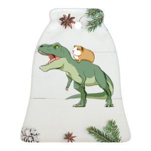 Funny Guinea Pig Riding T Rex Dinosaur Ceramic Bell Ornament