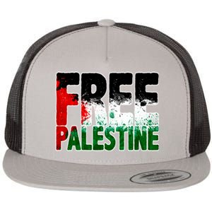 Free Gaza Palestine Flag Proud Palestine Roots Arabic Flat Bill Trucker Hat