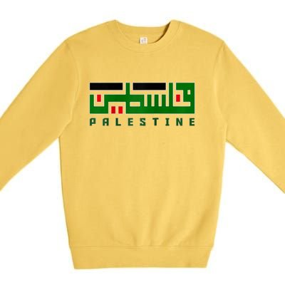 Free Gaza Palestine Flag Proud Palestine Roots Arabic Scarf Premium Crewneck Sweatshirt