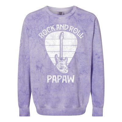 Fun Guitarist Papaw  Fathers Day Guitar Player Grandpa Colorblast Crewneck Sweatshirt