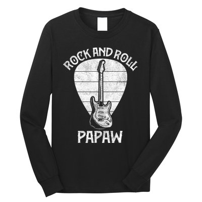 Fun Guitarist Papaw  Fathers Day Guitar Player Grandpa Long Sleeve Shirt