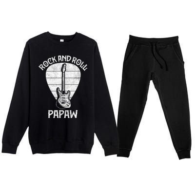 Fun Guitarist Papaw  Fathers Day Guitar Player Grandpa Premium Crewneck Sweatsuit Set