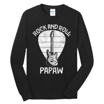 Fun Guitarist Papaw  Fathers Day Guitar Player Grandpa Tall Long Sleeve T-Shirt