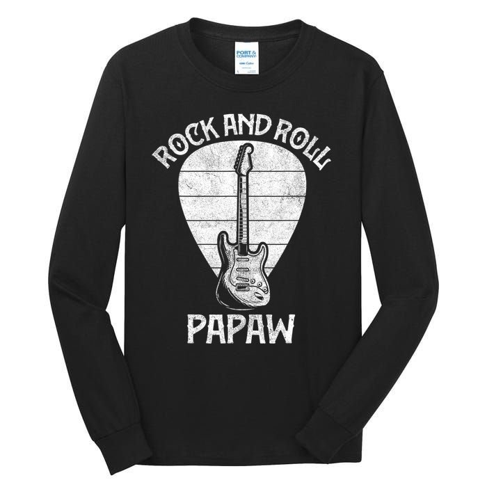 Fun Guitarist Papaw  Fathers Day Guitar Player Grandpa Tall Long Sleeve T-Shirt