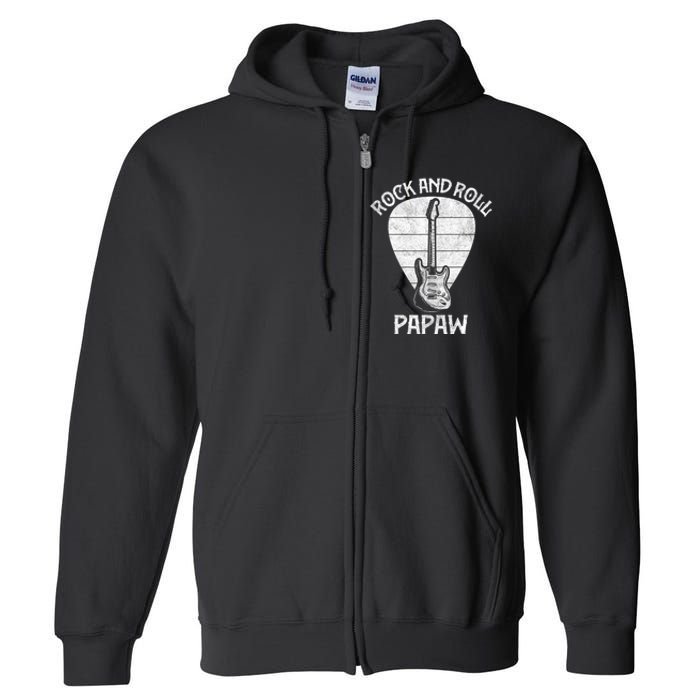 Fun Guitarist Papaw  Fathers Day Guitar Player Grandpa Full Zip Hoodie