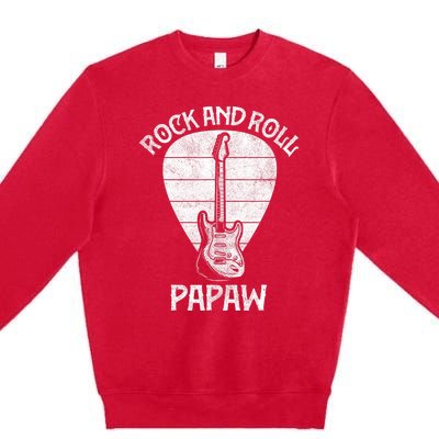 Fun Guitarist Papaw  Fathers Day Guitar Player Grandpa Premium Crewneck Sweatshirt