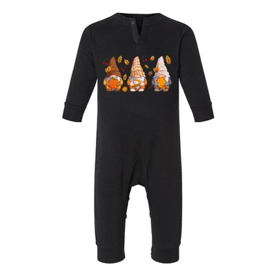 Fall Gnome Pumpkin Turkey Thanksgiving Autumn Fall Infant Fleece One Piece