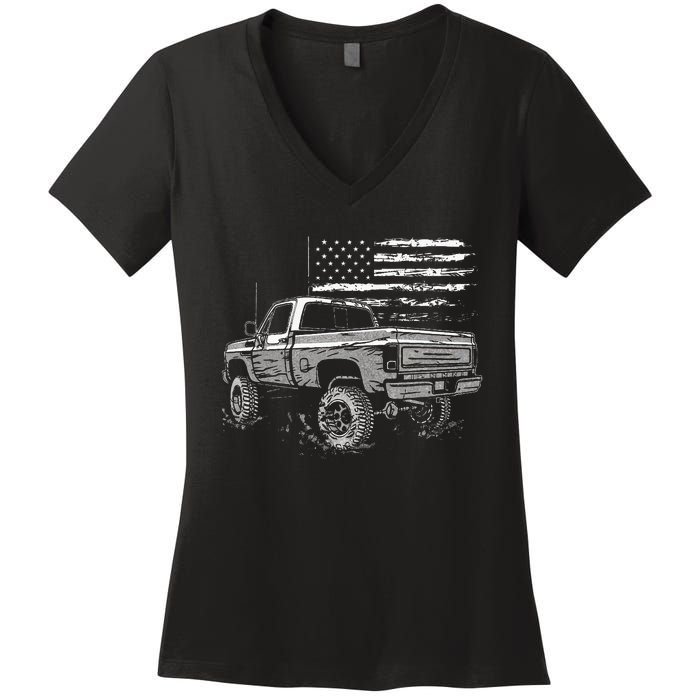 First Gen Pickup Truck Old Truck Vintage Truck Women's V-Neck T-Shirt