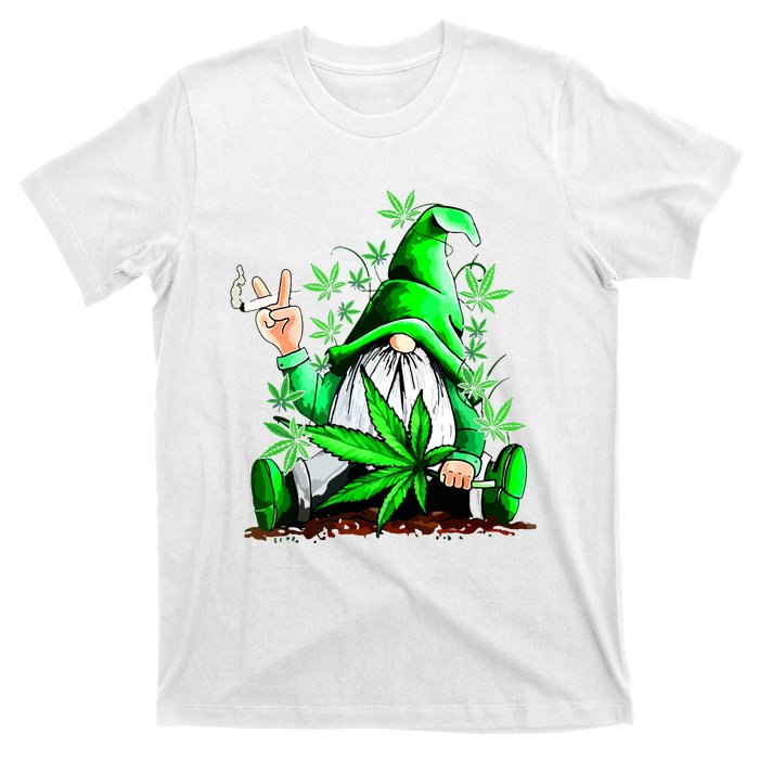 Funny Gnome Pot Leaf 420 Marijuana Weed Cannabis Smoking T-Shirt