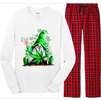 Funny Gnome Pot Leaf 420 Marijuana Weed Cannabis Smoking Long Sleeve Pajama Set