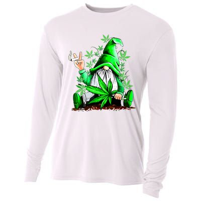 Funny Gnome Pot Leaf 420 Marijuana Weed Cannabis Smoking Cooling Performance Long Sleeve Crew