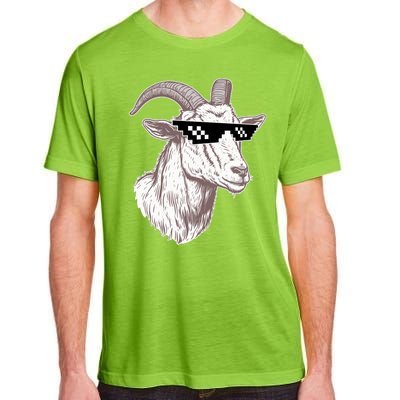 Funny GOAT Pixel Sunglasses Meme Adult ChromaSoft Performance T-Shirt