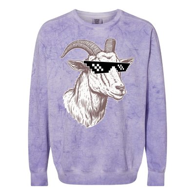 Funny GOAT Pixel Sunglasses Meme Colorblast Crewneck Sweatshirt