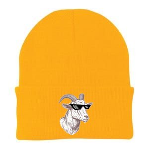 Funny GOAT Pixel Sunglasses Meme Knit Cap Winter Beanie