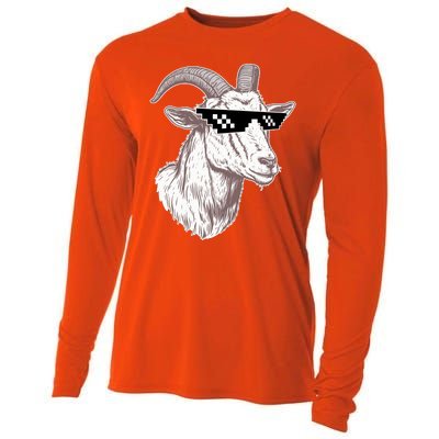 Funny GOAT Pixel Sunglasses Meme Cooling Performance Long Sleeve Crew