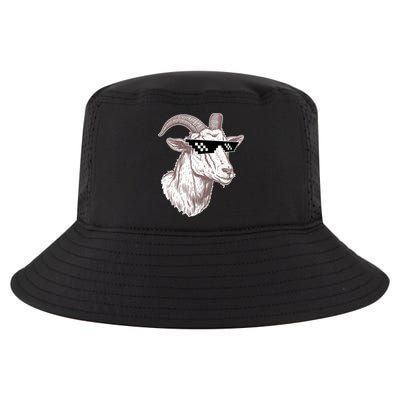 Funny GOAT Pixel Sunglasses Meme Cool Comfort Performance Bucket Hat