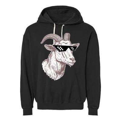 Funny GOAT Pixel Sunglasses Meme Garment-Dyed Fleece Hoodie