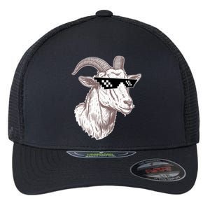 Funny GOAT Pixel Sunglasses Meme Flexfit Unipanel Trucker Cap