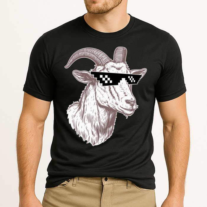Funny GOAT Pixel Sunglasses Meme Performance Shirt