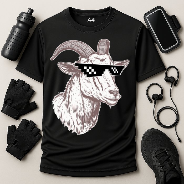Funny GOAT Pixel Sunglasses Meme Performance Shirt