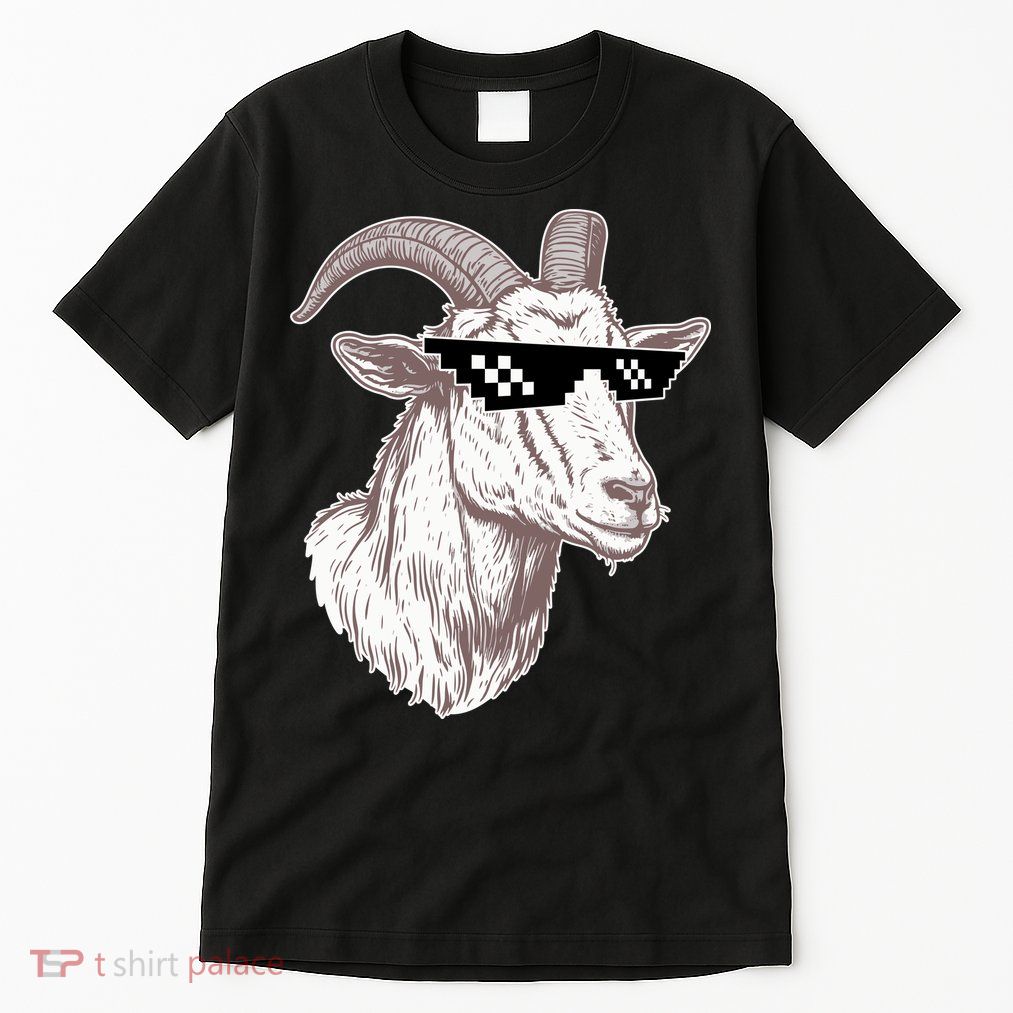 Funny GOAT Pixel Sunglasses Meme Tall T-Shirt