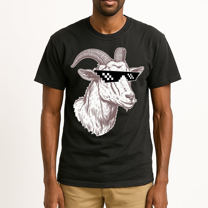 Funny GOAT Pixel Sunglasses Meme Tall T-Shirt