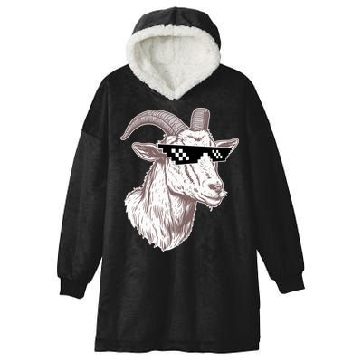 Funny GOAT Pixel Sunglasses Meme Hooded Wearable Blanket