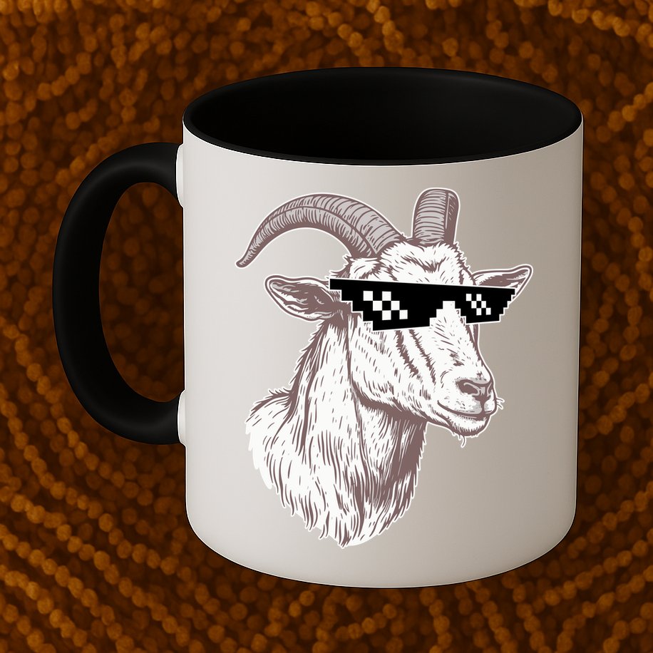 Funny GOAT Pixel Sunglasses Meme Mug
