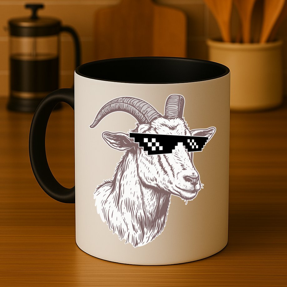 Funny GOAT Pixel Sunglasses Meme Mug