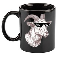 Funny GOAT Pixel Sunglasses Meme 11oz C Handle Ceramic Mug
