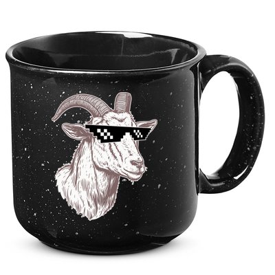 Funny GOAT Pixel Sunglasses Meme 15oz Campfire Ceramic Mug