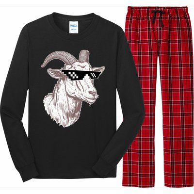 Funny GOAT Pixel Sunglasses Meme Long Sleeve Pajama Set