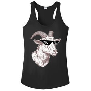 Funny GOAT Pixel Sunglasses Meme Ladies PosiCharge Competitor Racerback Tank