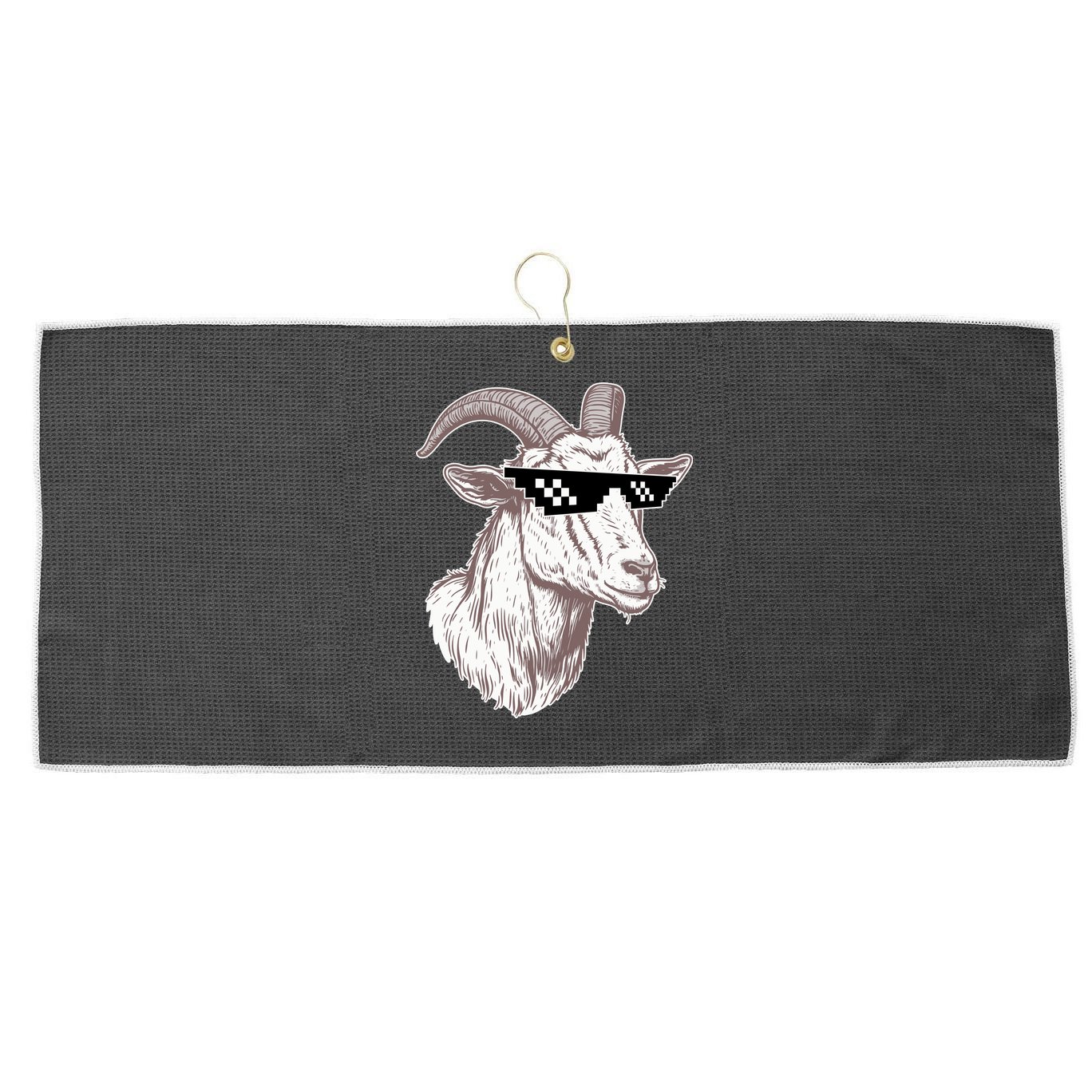 Funny GOAT Pixel Sunglasses Meme Large Microfiber Waffle Golf Towel