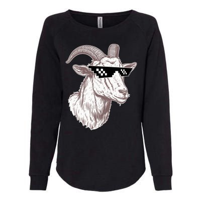 Funny GOAT Pixel Sunglasses Meme Womens California Wash Sweatshirt