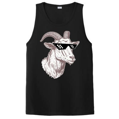 Funny GOAT Pixel Sunglasses Meme PosiCharge Competitor Tank