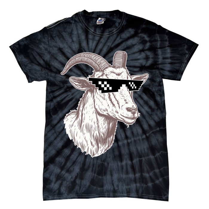 Funny GOAT Pixel Sunglasses Meme Tie-Dye T-Shirt